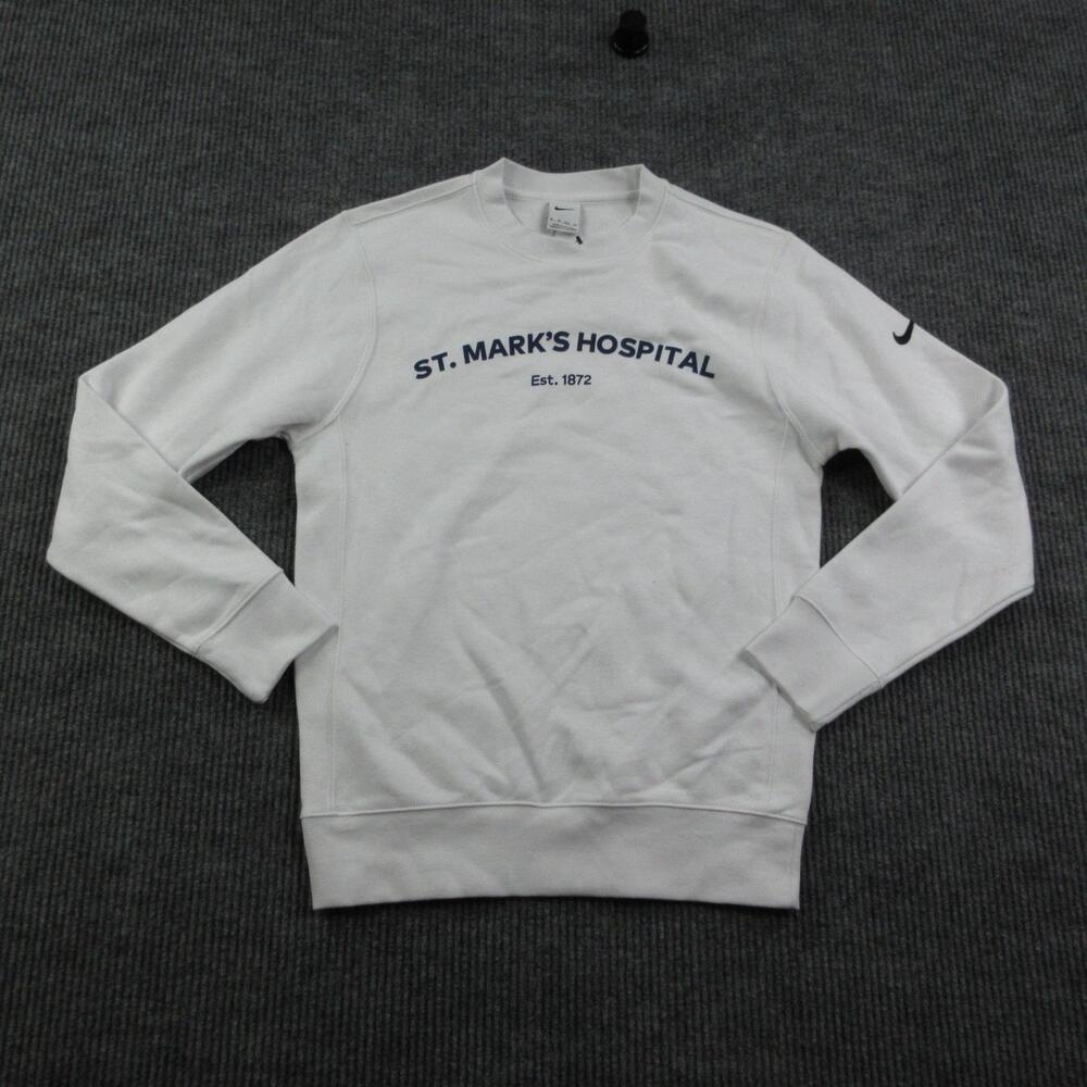 Nike Sweatshirt Mens XS White Pullover Crewneck Graphic Embroidered NWT